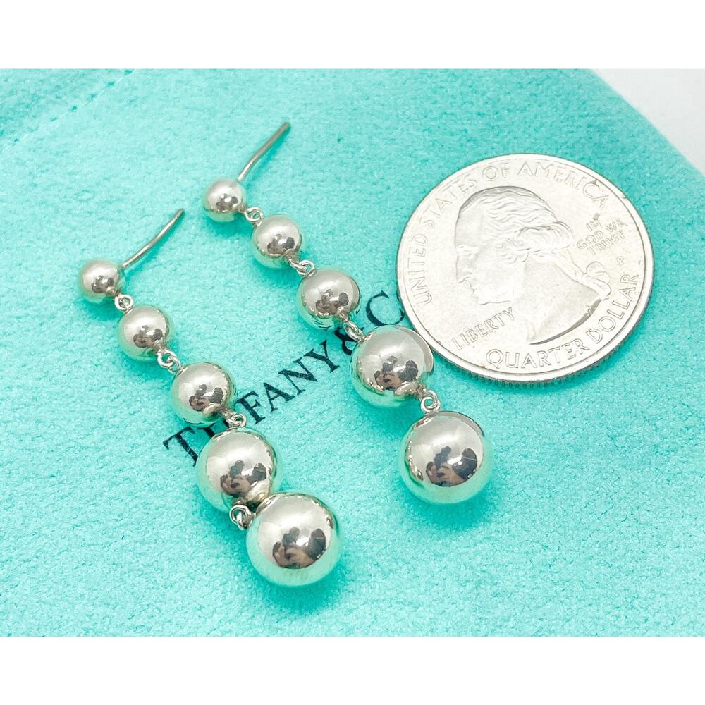 Tiffany & Co. HardWear Graduated Ball Bead Drop Earrings Sterling Silver - Picture 2 of 9